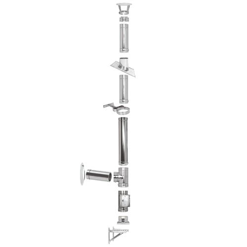 Edelstahlschornstein doppelwandig - 8,4m Höhe / Länge Ø 150 mm - Jeremias DW-ECO