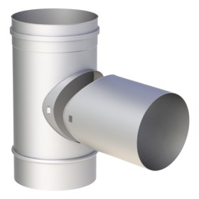 Edelstahlschornstein - T-Klix 90° mit Wassernase - einwandig - Jeremias EW-FU