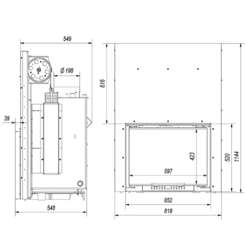 Kamineinsatz Kratki Zuzia 15 | 12 kW Schiebetür wasserführend