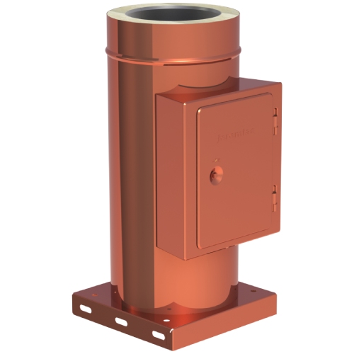 Kupferschornstein - Reinigungselement mit integrierter Grundplatte und Kondensatablauf - doppelwandig - Jeremias DW-FU