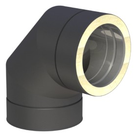 Edelstahlschornstein - Winkel 90° starr - doppelwandig - Jeremias DW-BLACK