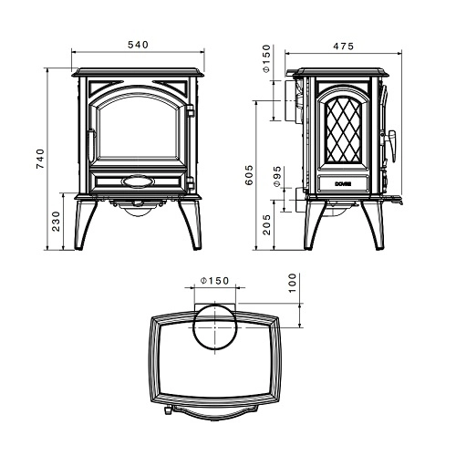 Kaminofen Dovre 540 W 6,5 kW