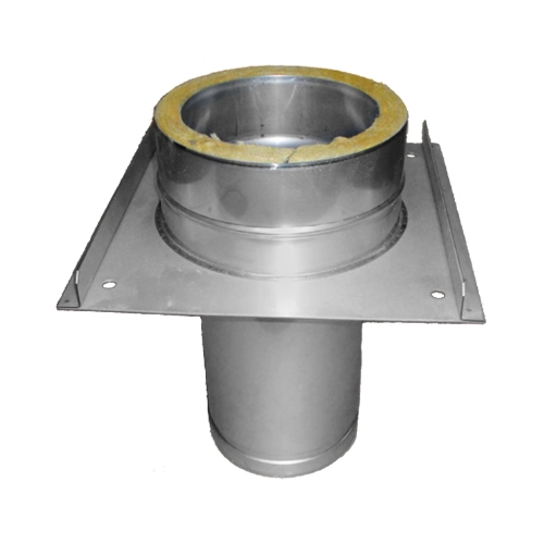Edelstahlschornstein - Fußplatte für Schornsteinkopfverlängerung Einschub rund bis 1,5 m - doppelwandig - STN DW-NEO