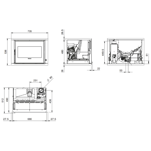 Pellet Kamineinsatz La Nordica Extraflame Comfort P70 Air H49 | 8 kW