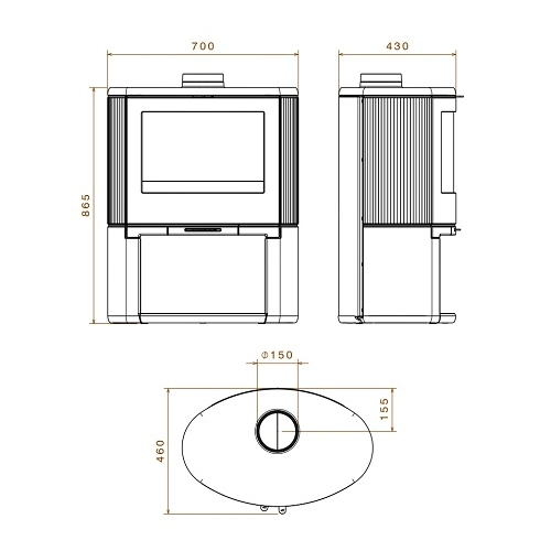 Kaminofen Dovre Bow/WB 9 kW