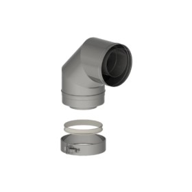 LAS-Schornstein - Bogen 90° gerippt, exzentrisch Ø150/100 mm - DRU LAS ES-I 150/100