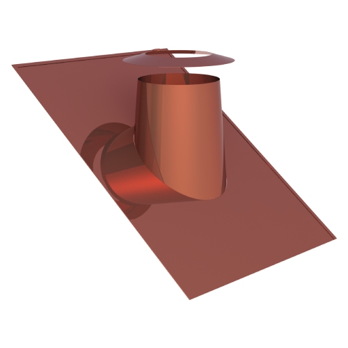 Kupferschornstein - Dachdurchführung 26°-35° mit Bleirand und Wetterkragen für Jeremias DW-FU