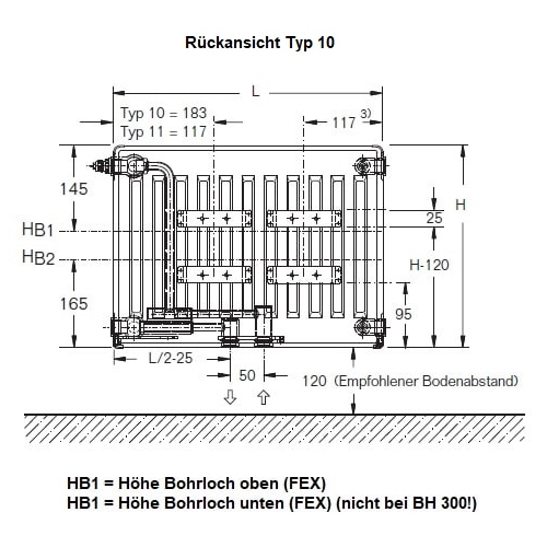 Heizkörper Komplett Set Buderus Logatrend VCM-Plan Typ 10 - Flachheizkörper