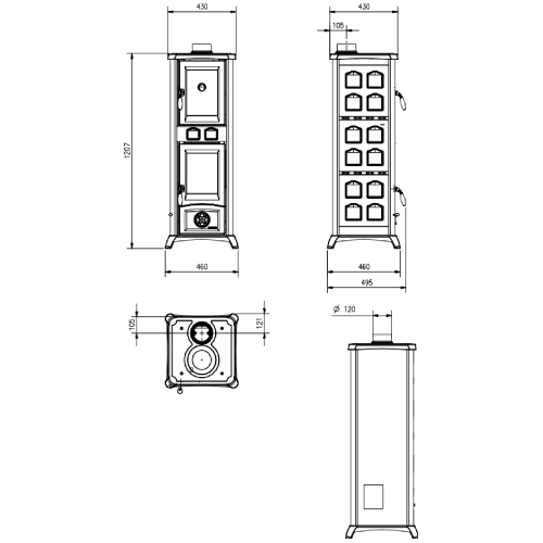 Kaminofen La Nordica Gemma Forno 5.0 - Petra 7,3 kW mit backfach