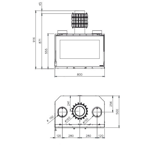 Kamineinsatz La Nordica Inserto 80 PRS Crystal - Ventilato 8,3 kW