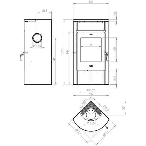 Kaminofen Fireplace Samba 6 kW Speckstein