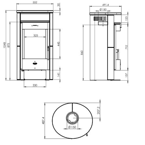 Kaminofen Fireplace Zamora 6 kW Speckstein