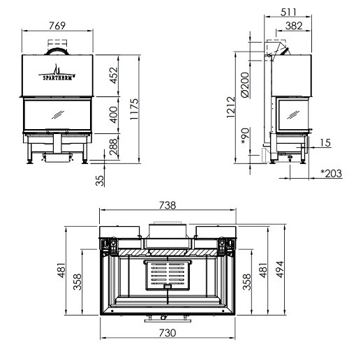 Kamineinsatz SPARTHERM Varia AS-3RLh 8,4 kW Panoramakamin Schiebetür