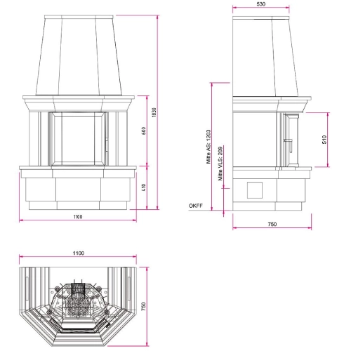 Kaminbausatz CAMINA S4 Front 7 kW Speicheranlage