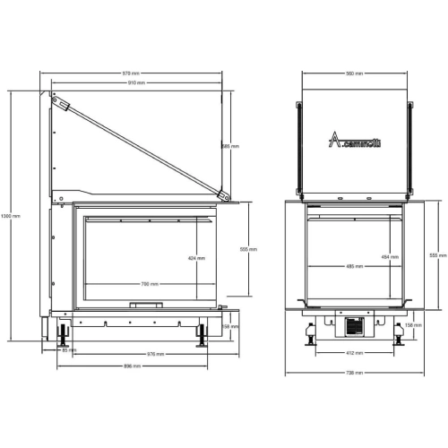 Kamineinsatz A Caminetti Crystal 3D 50x70 14 kW