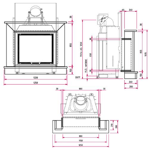 Kaminbausatz CAMINA N27 9 kW Naturstein-Anlage