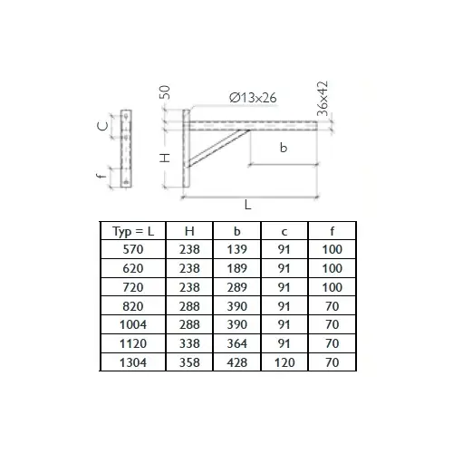 Edelstahlschornstein - Verlängerte Wandkonsole "Typ 1120" - Schiedel ICS