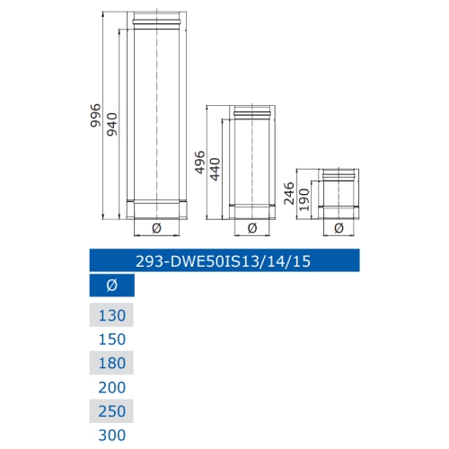 Edelstahlschornstein - Längenelement 1000 mm - doppelwandig - Jeremias DW-BLACK 50