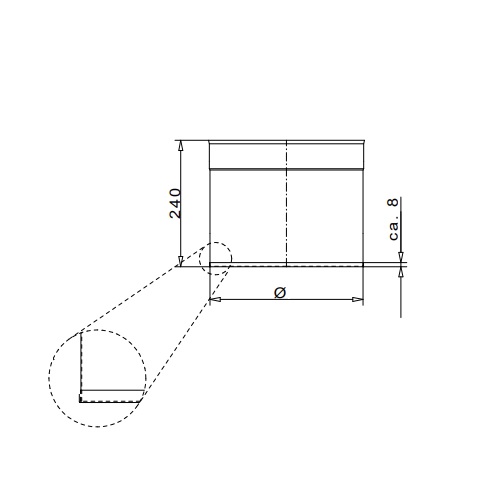 Auswurfrohr L=240 mm - Jeremias Wäscheabwurfschacht