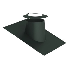 Edelstahlschornstein - Dachdurchführung 16-25° mit Elastomerrand schwarz und Wetterkragen - doppelwandig - Jeremias DW-GREY