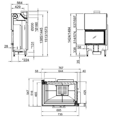 Kamineinsatz SPARTHERM Varia 2Lh 10,5 kW Eckkamin Schiebetür