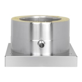 Edelstahlschornstein - Grundplatte mit Kondensatablauf seitlich und 1/2“ Nippel - doppelwandig - Jeremias DW-Vision