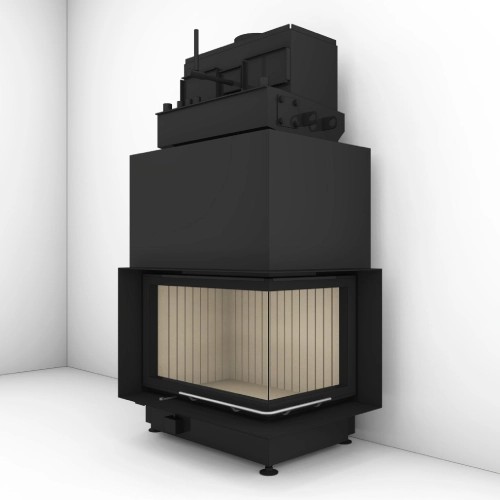 Kamineinsatz Brunner Eckkamin 45/67/44 Schiebetür 12 kW wasserführend