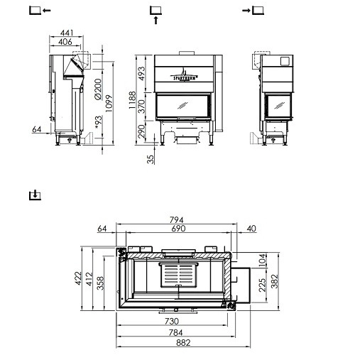 Kamineinsatz SPARTHERM Varia AS-2Lh 7 kW Eckkamin Schiebetür