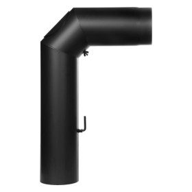 Ofenrohr - Winkelrohr (Schenkellänge 450/700 mm) mit Tür und Klappe - schwarz - Jeremias Ferro-Lux