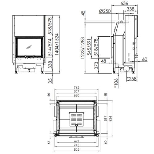 Kamineinsatz SPARTHERM Varia FDh 11,6 kW Schiebe-/Schiebetür Durchsicht