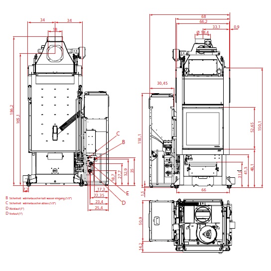 Kamineinsatz Palazzetti Multifire NT IDRO 15/22 kW wasserführend