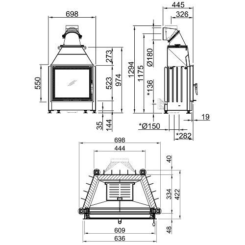 Kamineinsatz SPARTHERM Mini S 7 kW Drehtür raumluftunabhängig