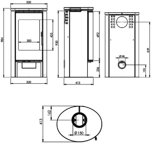 Kaminofen Fireplace Kobe 5 kW