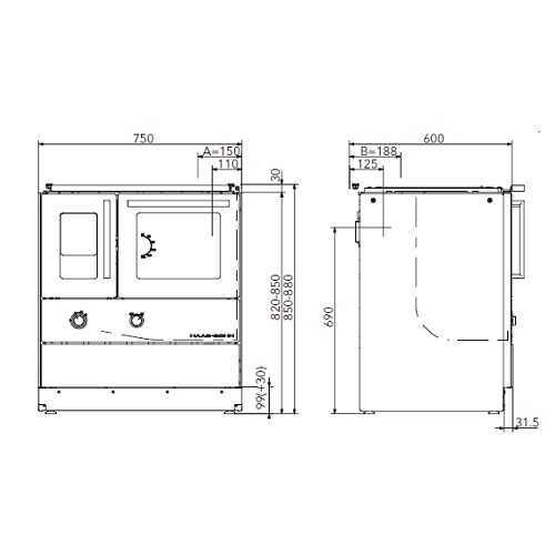 Holzherd Haas und Sohn HSDZ 75.5-SF easy 8kW