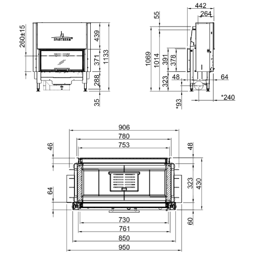 Kamineinsatz SPARTHERM Varia AS-FDh 7 kW Schiebetür Durchsicht