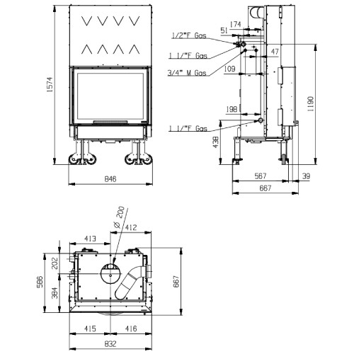 Kamineinsatz La Nordica TermoCamino WF 25 X - DSA 27,1 kW Wasserführend