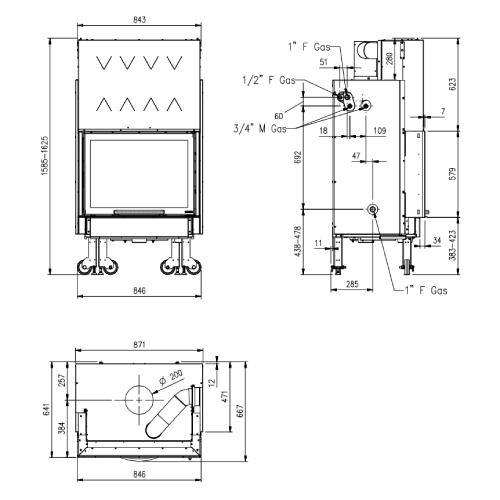 Kamineinsatz La Nordica TermoCamino WF Plus DSA 20,5 kW wasserführend