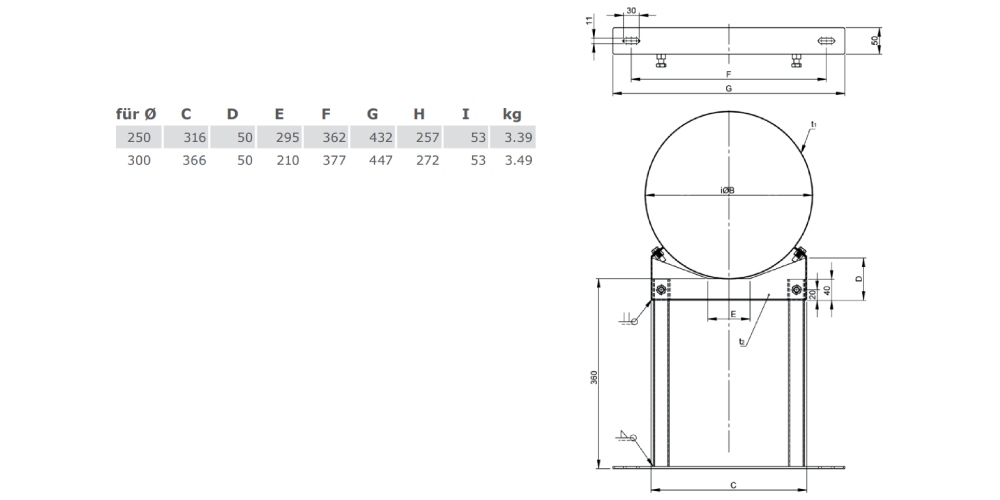 Edelstahlschornstein - Wandabstandshalter verstellbar 250 - 360 mm - doppelwandig - Jeremias DW-Vision