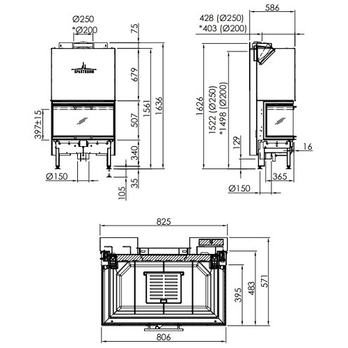 Kamineinsatz SPARTHERM Arte 3RL-80h 11,4 kW Panoramakamin Schiebetür