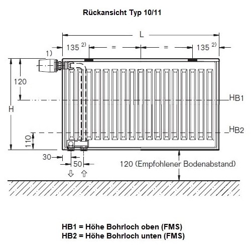 Buderus Heizkörper, Flachheizkörper VC-Profil Typ 21 500x1800 mm (H x L),  Ventil - Heizung und Solar zu Discountpreisen