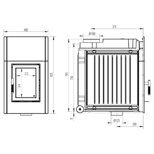 Kachelofeneinsatz Leda Diamant H13 11 kW
