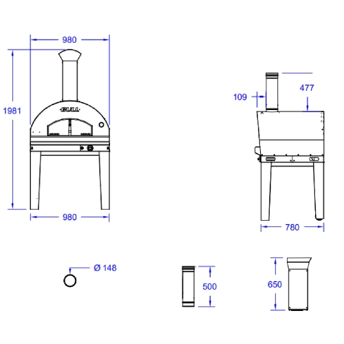 Pizzaofen Bull BBQ Gas XL Standgerät 80x60cm