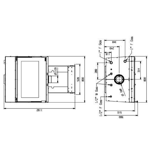 Kamineinsatz La Nordica Focolare 80 Idro Crystal DSA 15,4 kW Wasserführend