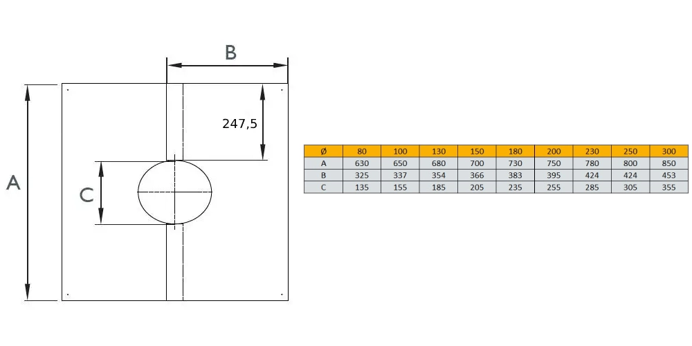 Edelstahlschornstein - Abdeckblende 0° - 30°, zweiteilig - Schiedel ICS