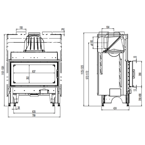 Kamineinsatz Austroflamm 75K 2.0 | 10 kW, Drehtür