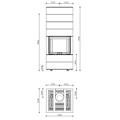 Kaminbausatz Neocube P30 Black & White Edition 10 kW