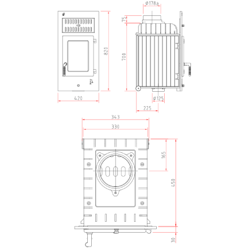 Kachelofeneinsatz Schmid SH 8 G 8 kW