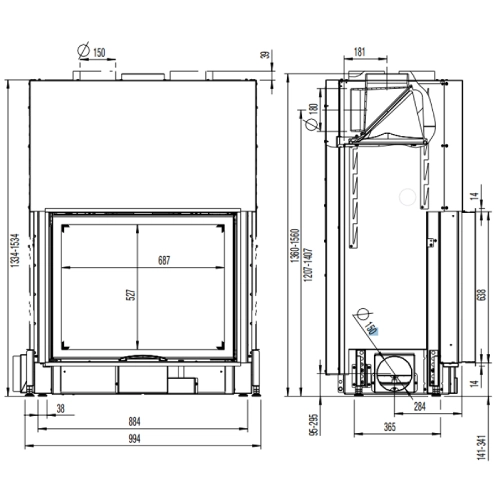 Kamineinsatz Austroflamm 80x64S 2.0 | 10 kW, Schiebetür