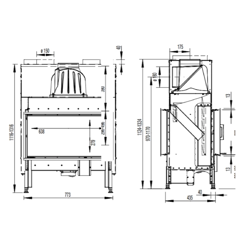 Kamineinsatz Austroflamm 75x39K II 2.0 | 10 kW, Drehtür, Durchsicht