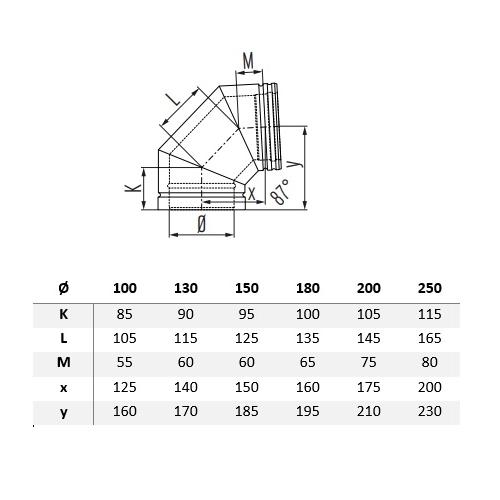 Edelstahlschornstein - Bogen 87° - doppelwandig - Schiedel Metaloterm MF